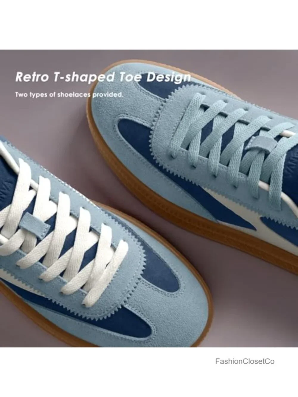 Women's Fashion Sneakers Casual Tennis Shoes with Genuine Suede Retro Gum Sole